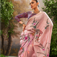 Soft Linen Tissue Silk Saree with Hand Brush Print & Kalamkari Blouse