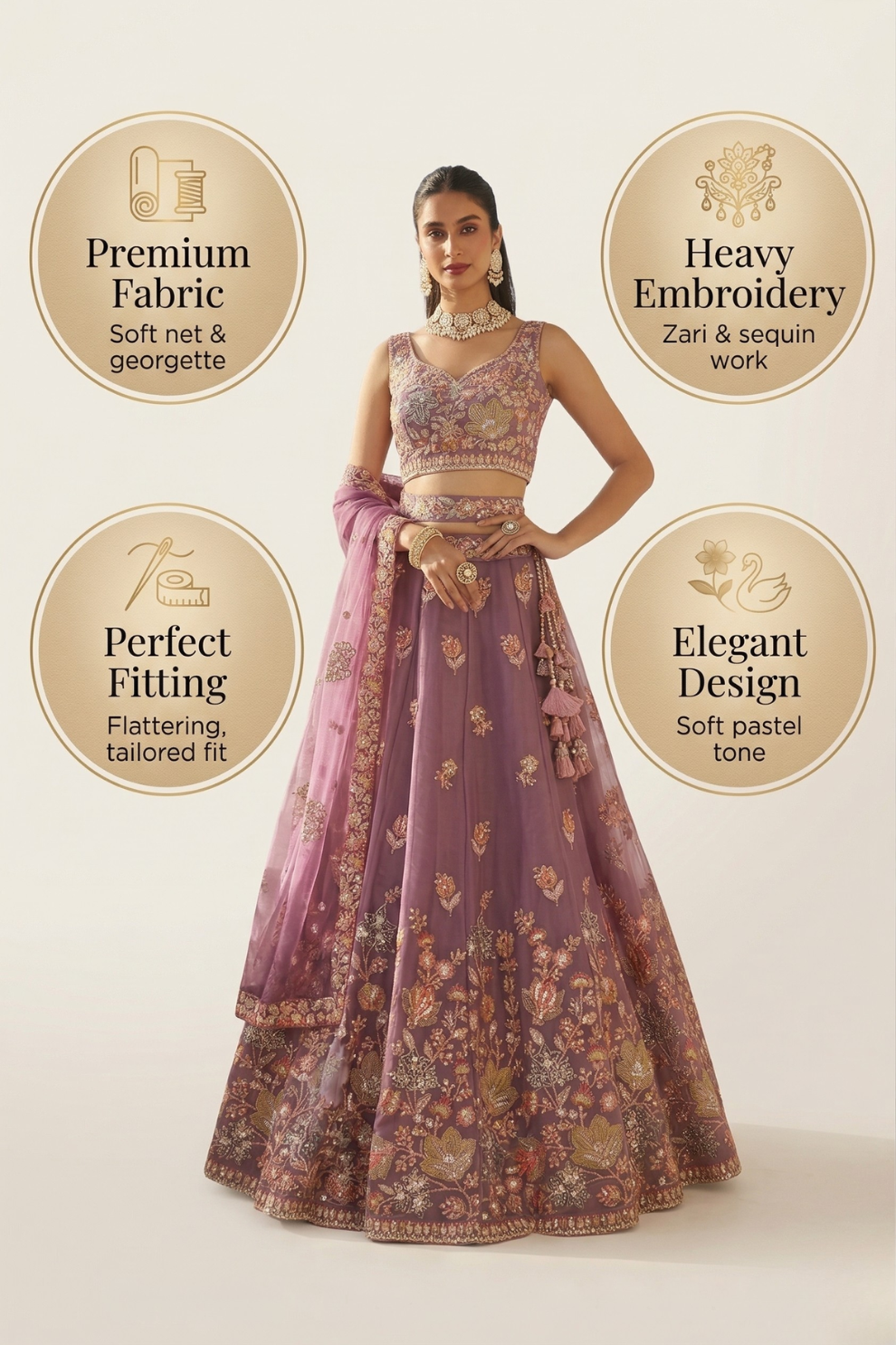 Elegant Organza Designer Lehenga with Intricate Floral Embroidery