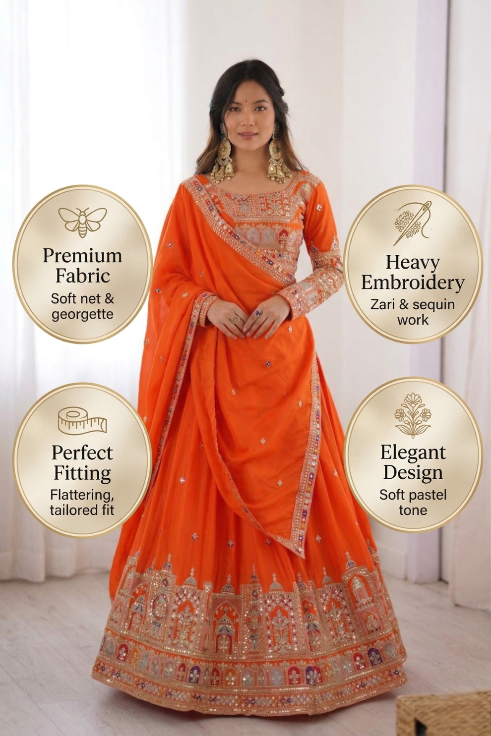 Regal Mirror and Gota Patti Work Silk Lehenga Choli
