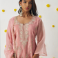 Festive Wear Blush Pink Embroidered Pant Suit