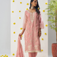 Festive Wear Blush Pink Embroidered Pant Suit