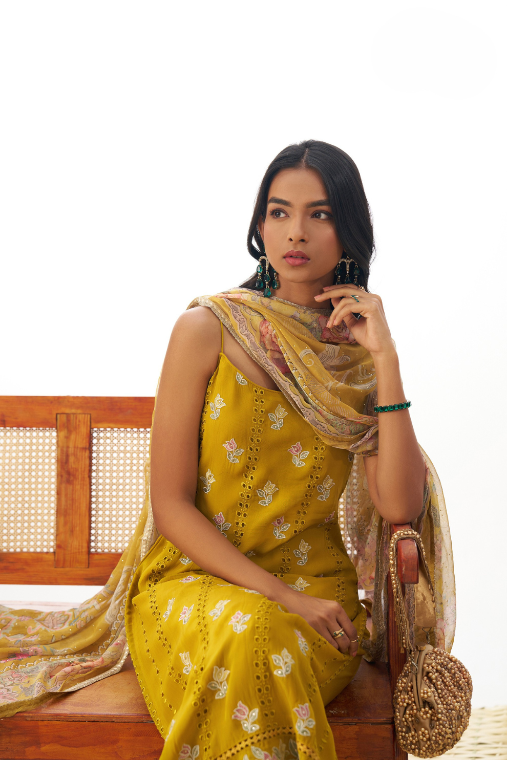 Festive Wear Organza Yellow Salwar Suit with Designer Touch