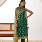 Green Organza Embroidered Kurta-Style Salwar Suit