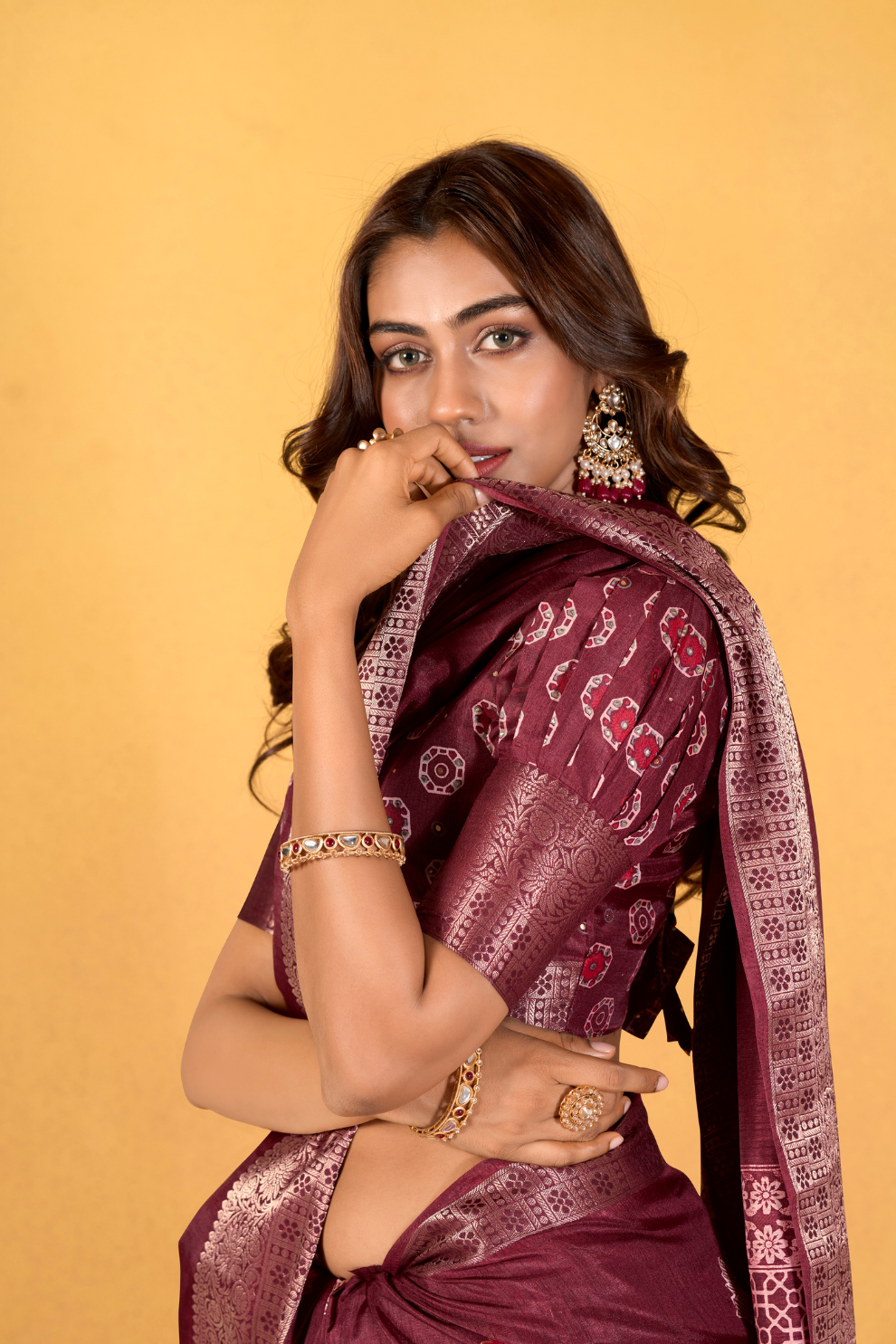 Soft Dola Silk with Foil Print and Dusty Tone Matching - LaVante Fashion
