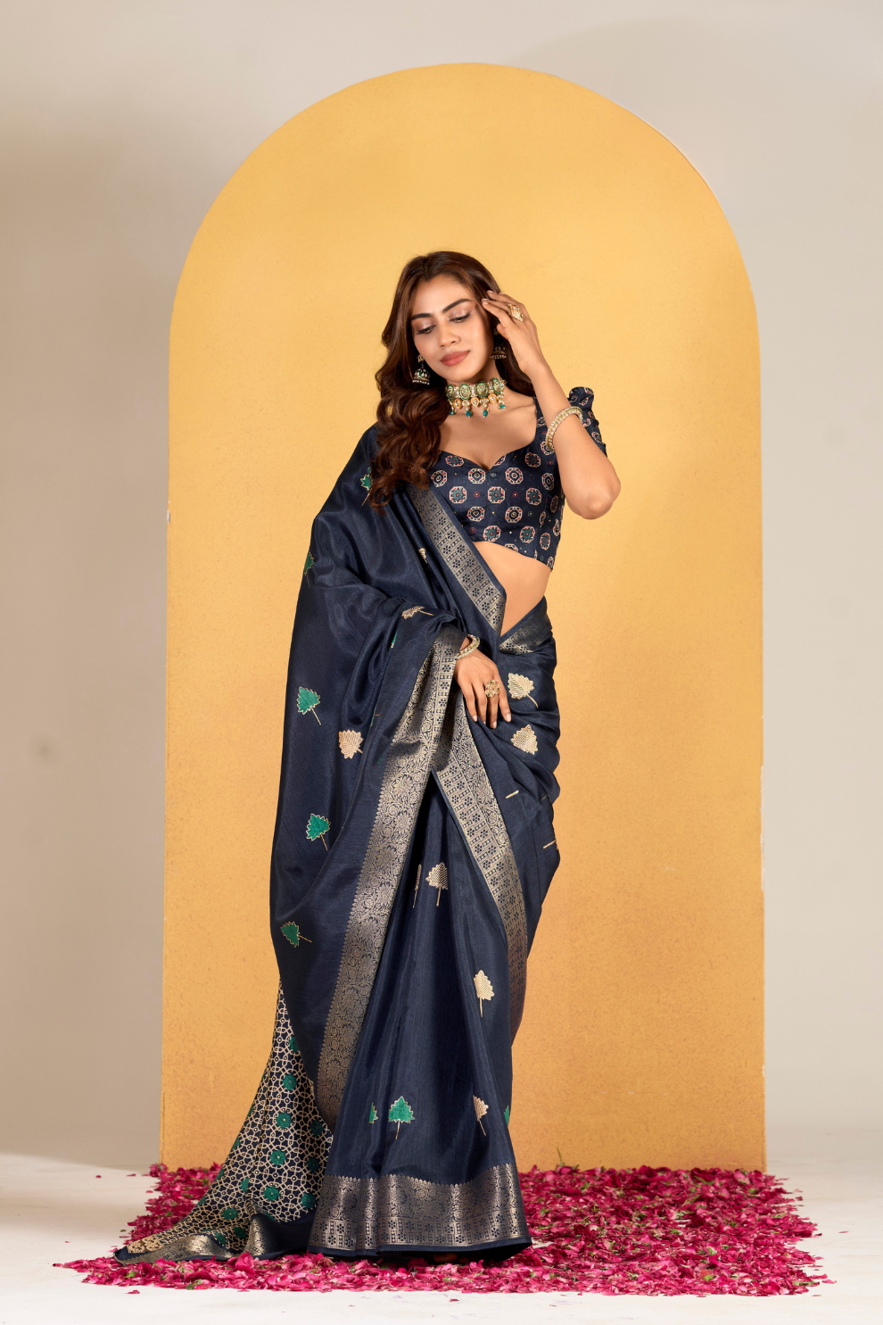 Soft Dola Silk with Foil Print and Dusty Tone Matching - LaVante Fashion