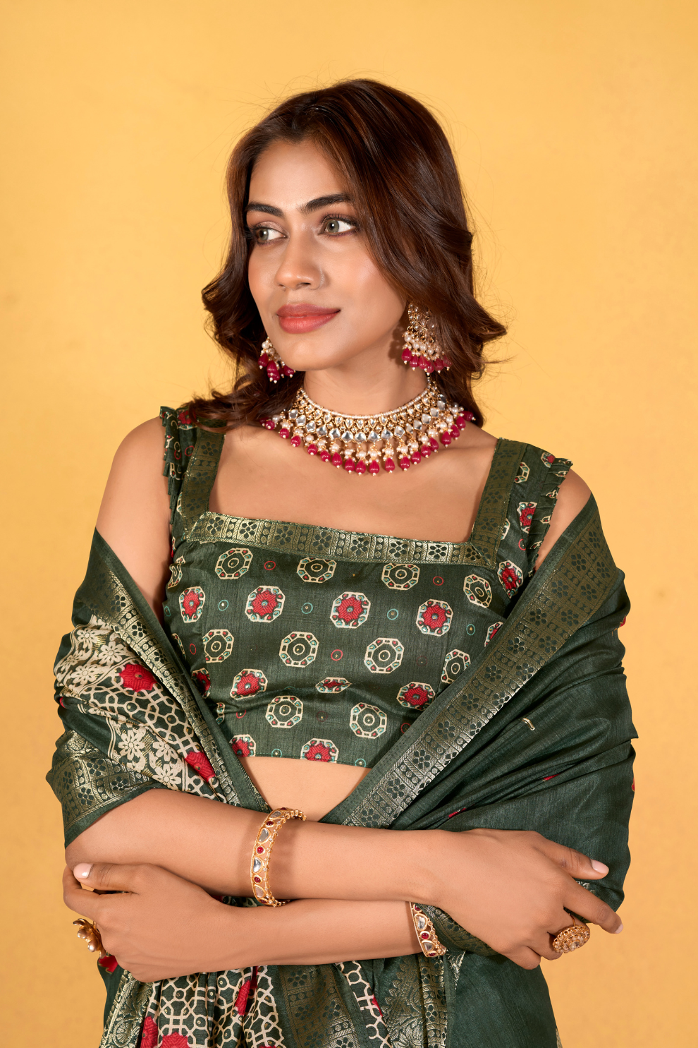 Soft Dola Silk with Foil Print and Dusty Tone Matching - LaVante Fashion