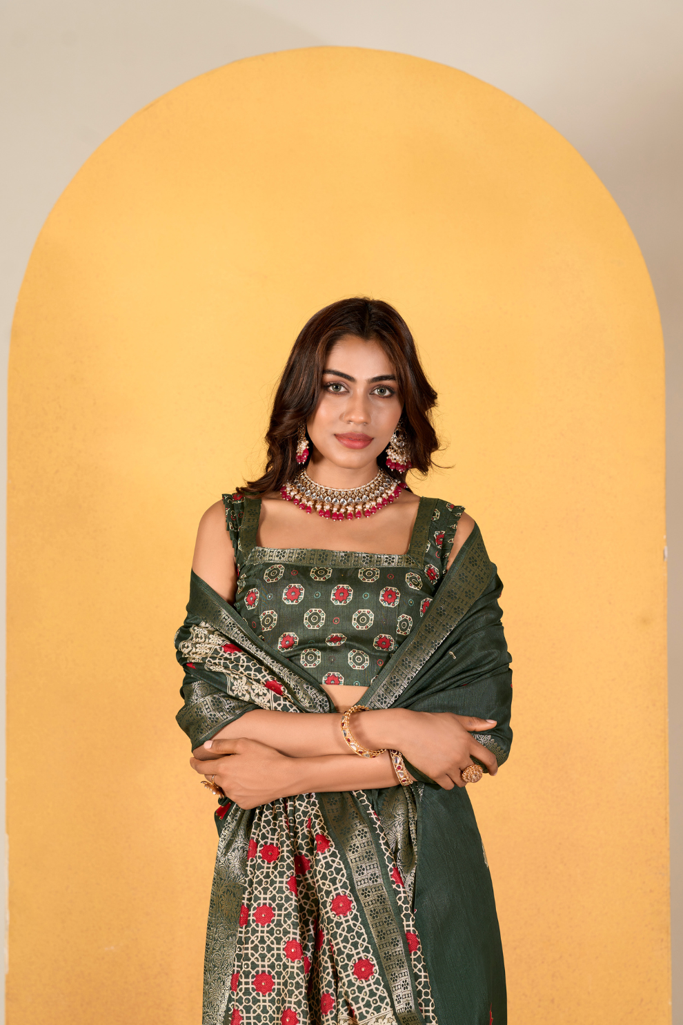 Soft Dola Silk with Foil Print and Dusty Tone Matching - LaVante Fashion