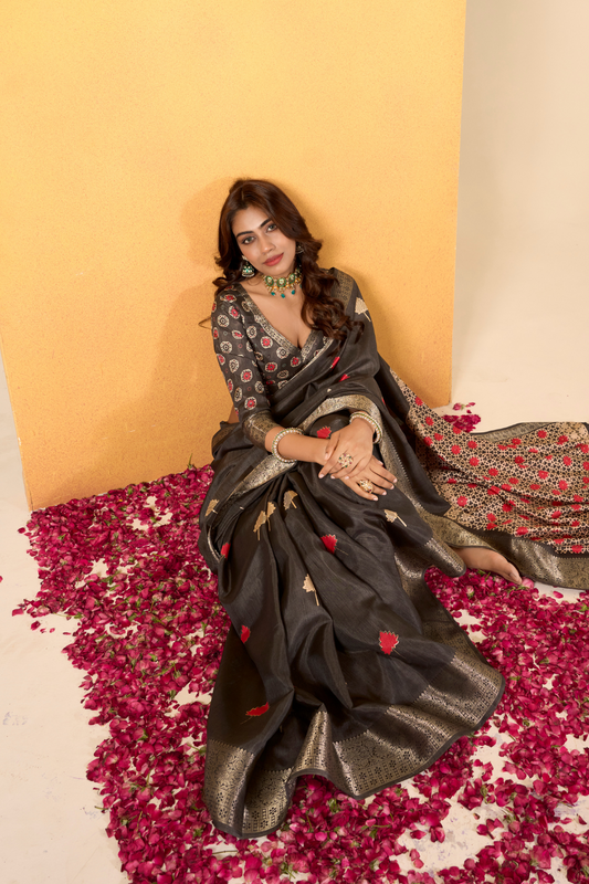 Soft Dola Silk with Foil Print and Dusty Tone Matching - LaVante Fashion