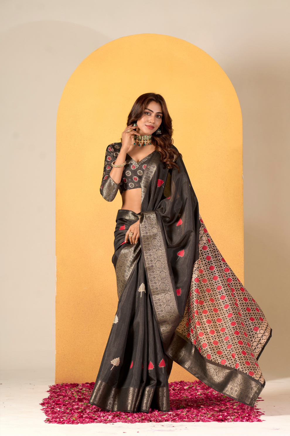 Soft Dola Silk with Foil Print and Dusty Tone Matching - LaVante Fashion