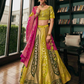 Lehenga Choli de seda de diseñador en color azul turquesa, lista para usar, con brillo y detalles de espejo