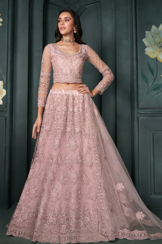 Glamorous Embroidered Net Lehenga Choli With Dupatta