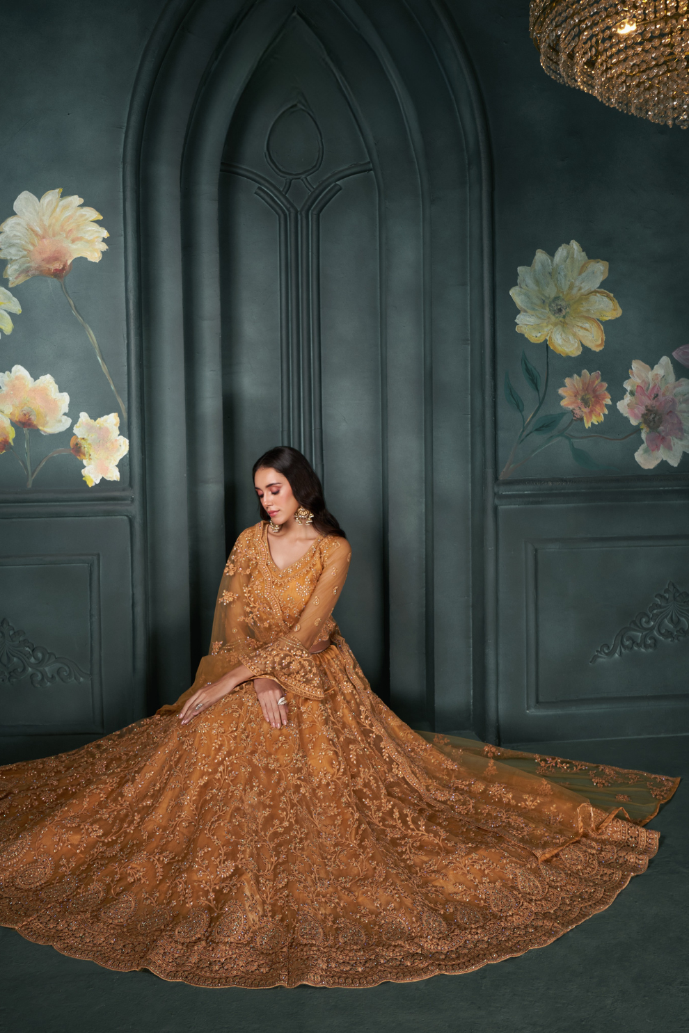 Lehenga Choli de seda de diseñador en color azul turquesa, lista para usar, con brillo y detalles de espejo
