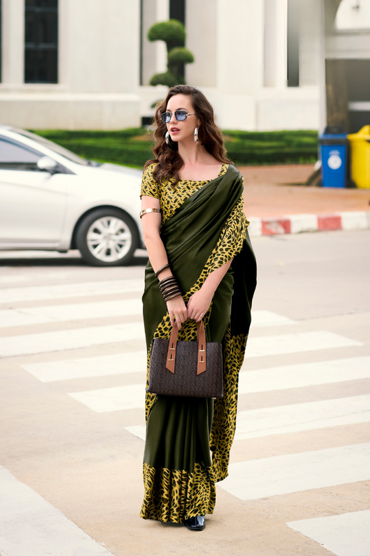 Premium Japan Satin Silk Saree – Smooth, Heavy-Drape & Luxurious Feel - LaVante Fashion