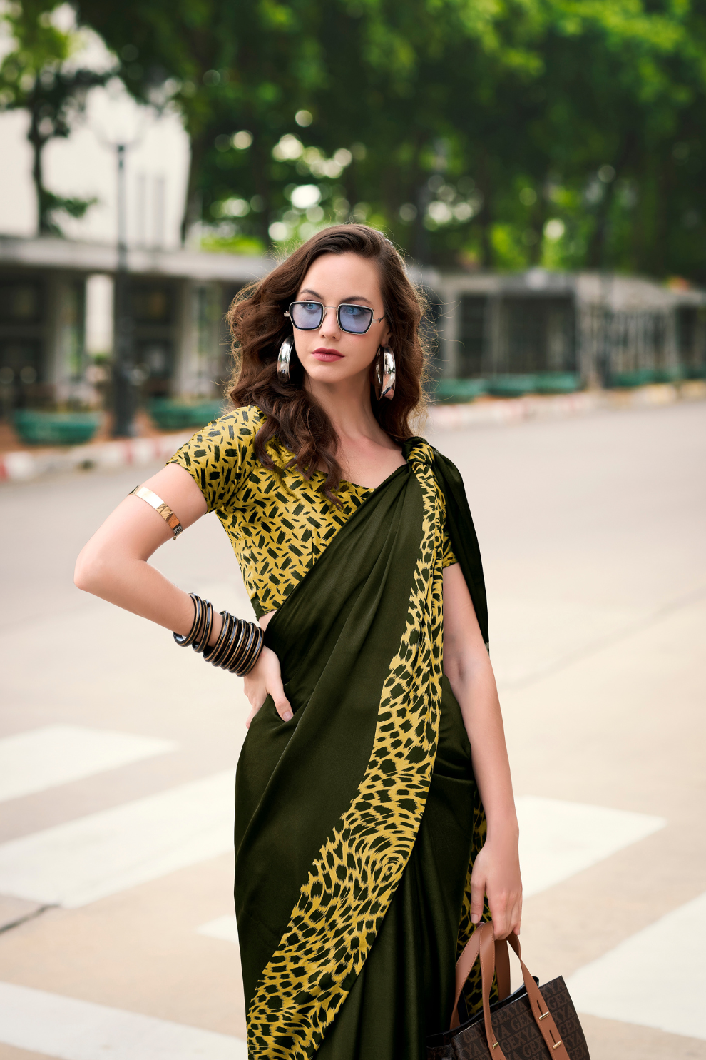 Premium Japan Satin Silk Saree – Smooth, Heavy-Drape & Luxurious Feel - LaVante Fashion