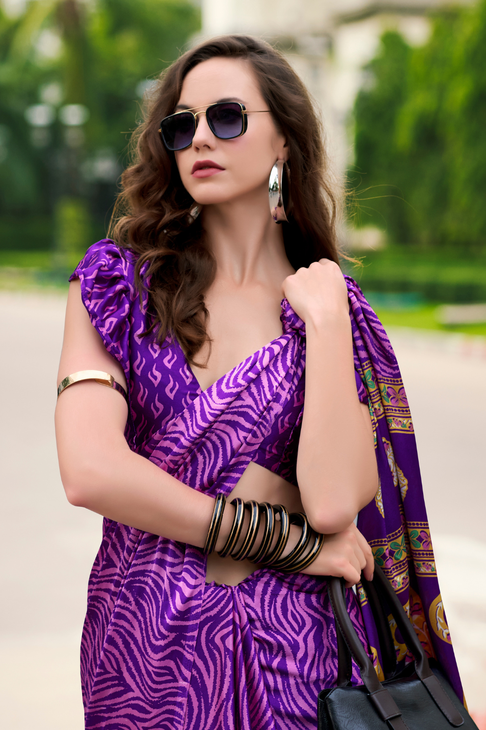 Premium Japan Satin Silk Saree – Smooth, Heavy-Drape & Luxurious Feel - LaVante Fashion