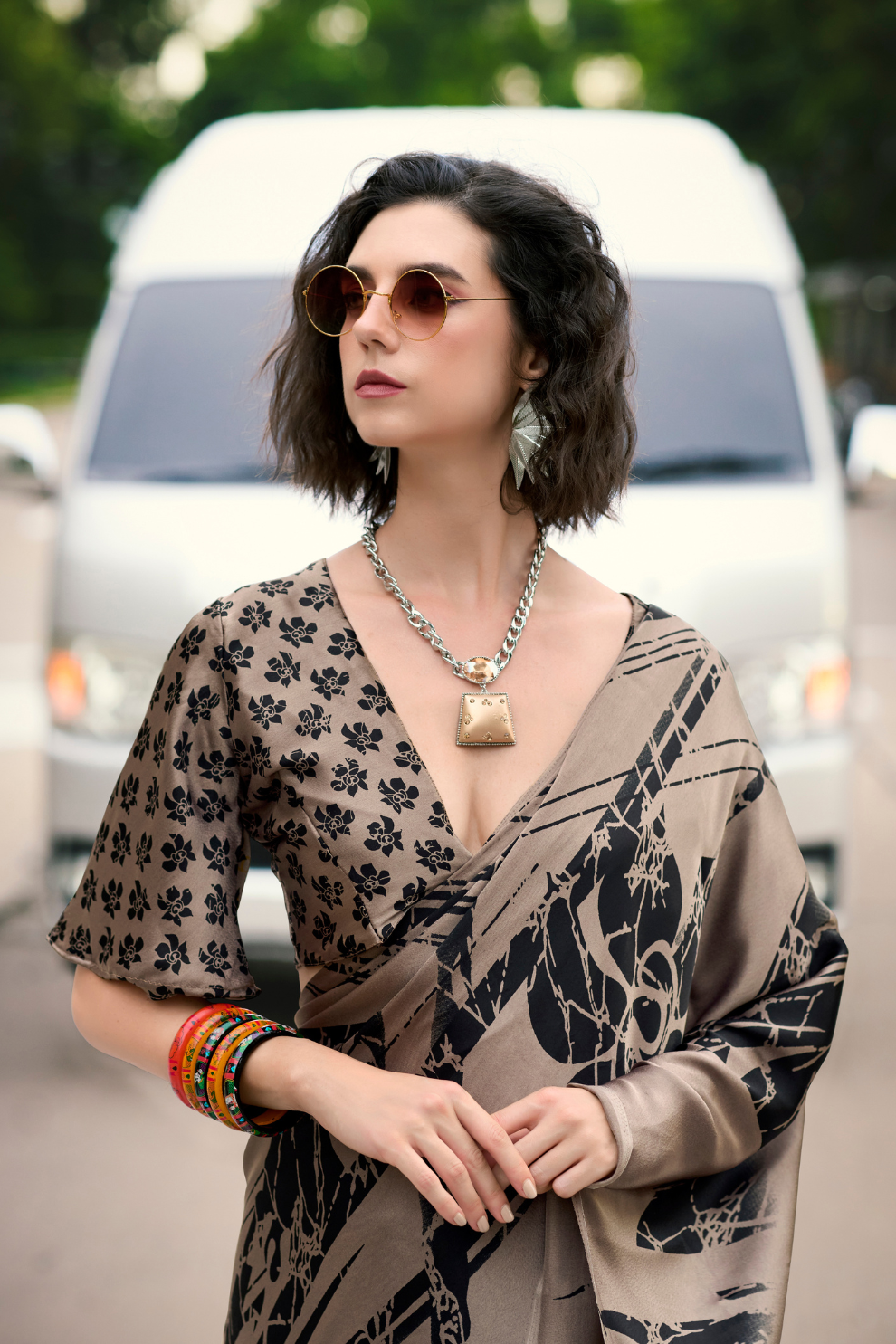 Premium Japan Satin Silk Saree – Smooth, Heavy-Drape & Luxurious Feel - LaVante Fashion