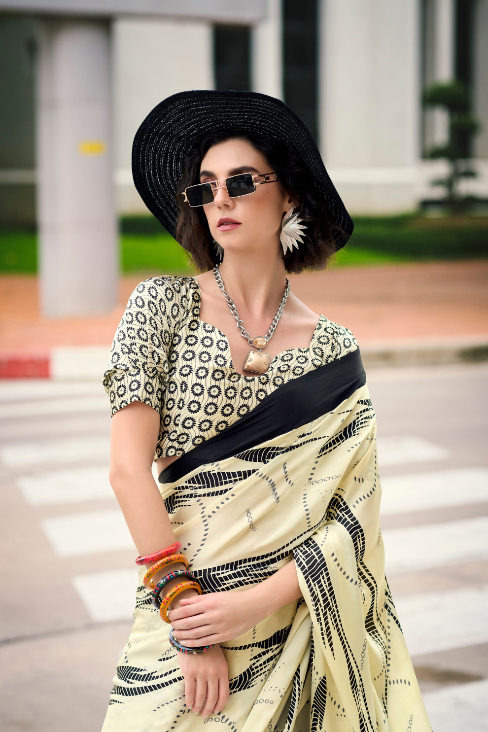 Premium Japan Satin Silk Saree – Smooth, Heavy-Drape & Luxurious Feel - LaVante Fashion