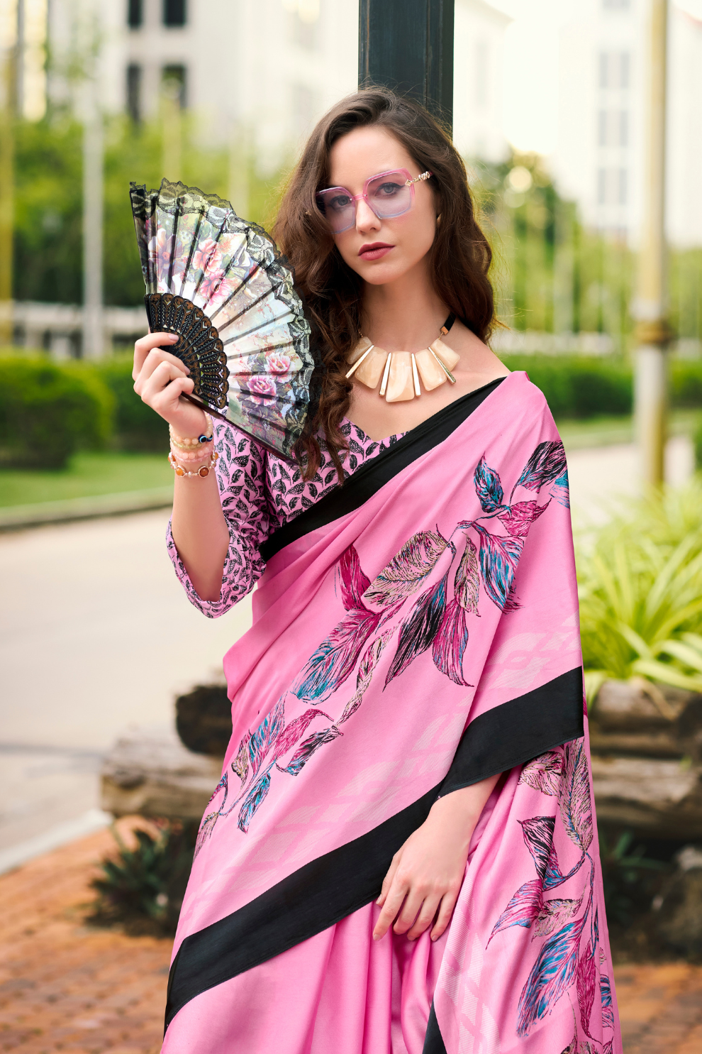 Premium Japan Satin Silk Saree – Smooth, Heavy-Drape & Luxurious Feel - LaVante Fashion