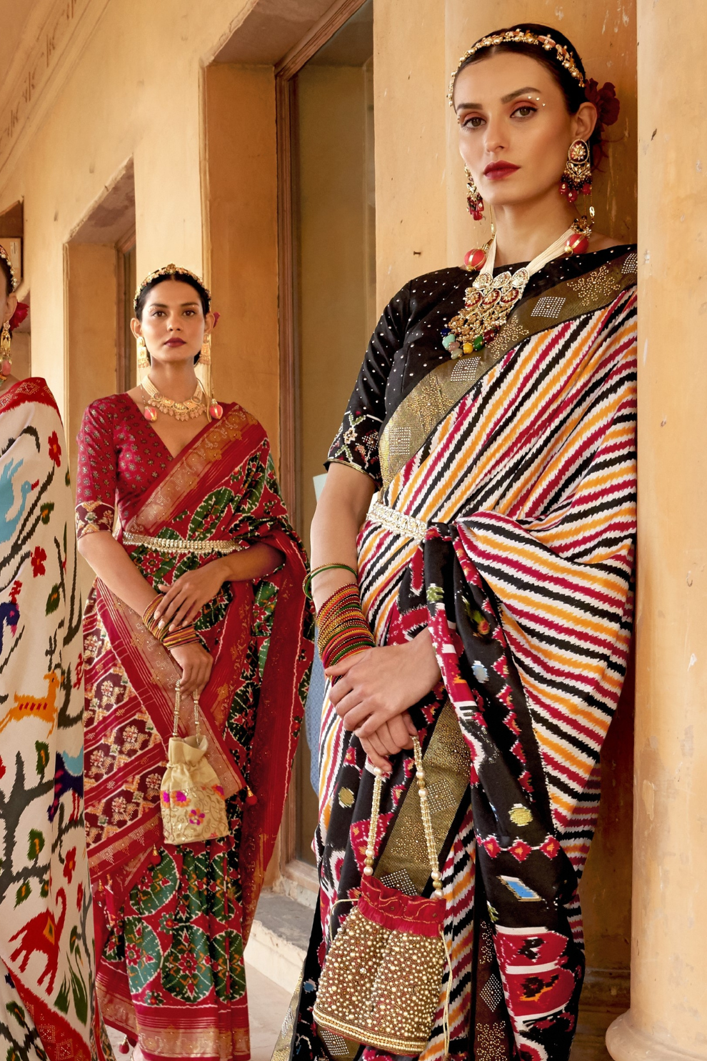 Artisanal Patola Silk Saree with Elegant Tassel Touch