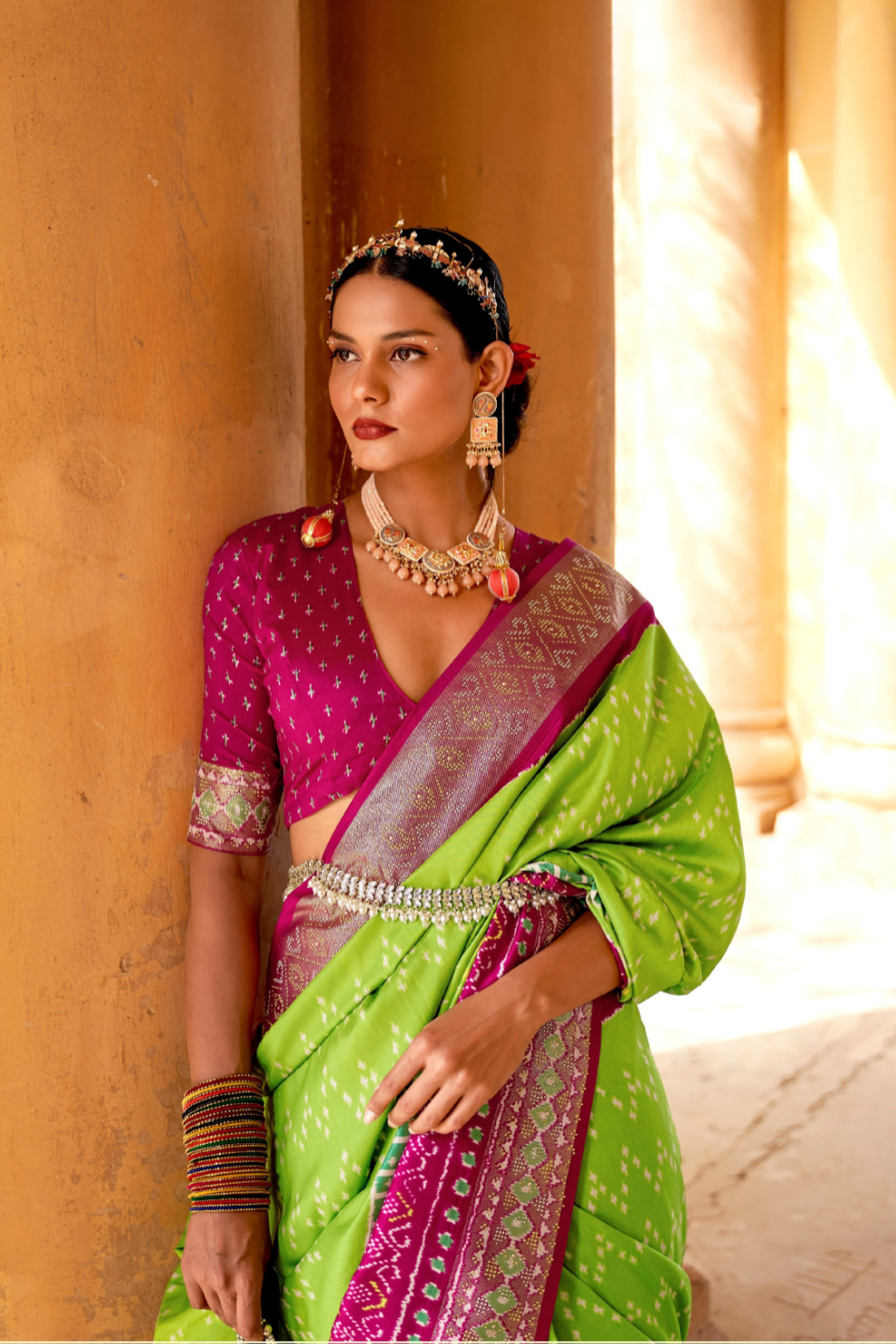 Artisanal Patola Silk Saree with Elegant Tassel Touch