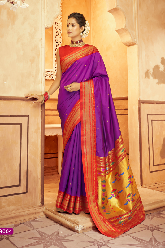 Pure Paithani Silk Saree with Traditional Zari Weaving