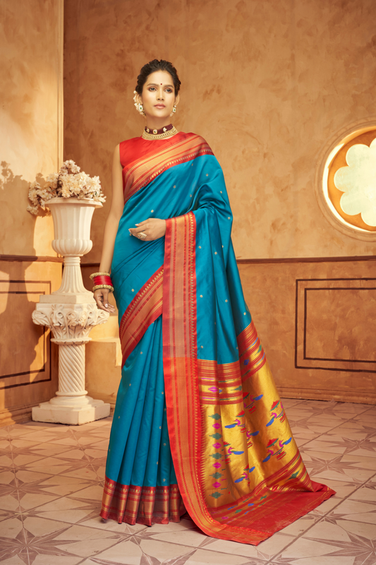 Pure Paithani Silk Saree with Traditional Zari Weaving