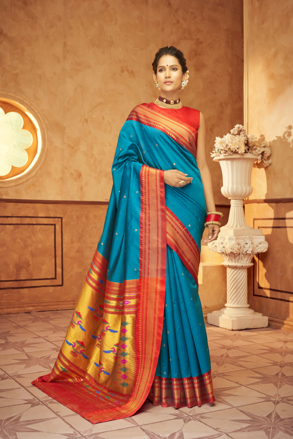 Pure Paithani Silk Saree with Traditional Zari Weaving