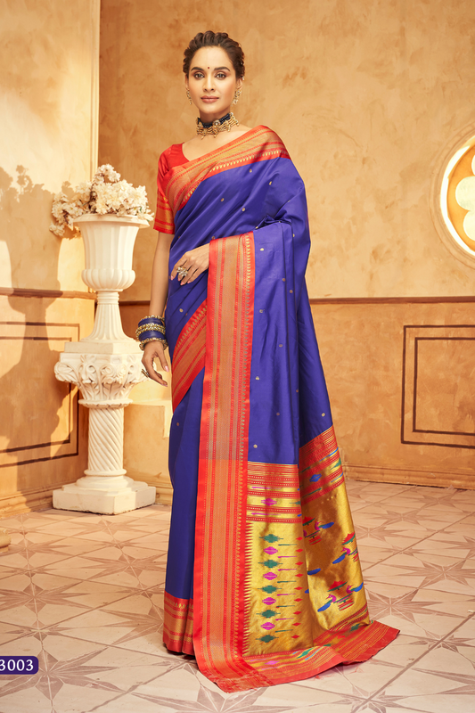 Pure Paithani Silk Saree with Traditional Zari Weaving