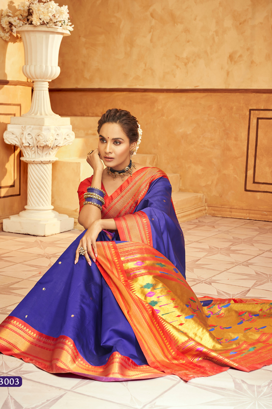 Pure Paithani Silk Saree with Traditional Zari Weaving