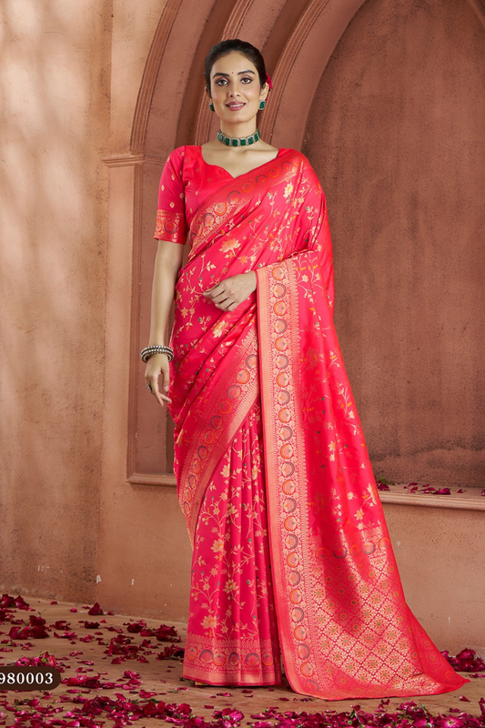 Pure Soft Banarasi Silk Saree with Traditional Weaving - LaVante Fashion