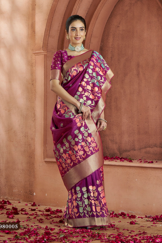 Pure Soft Banarasi Silk Saree with Traditional Weaving - LaVante Fashion