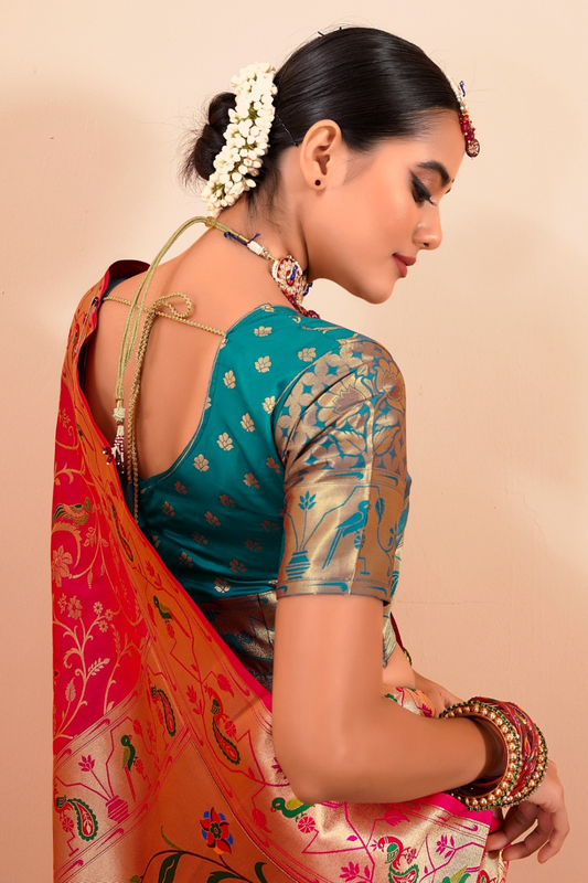 Elegant Pure Paithani Silk Woven with Timeless Zari