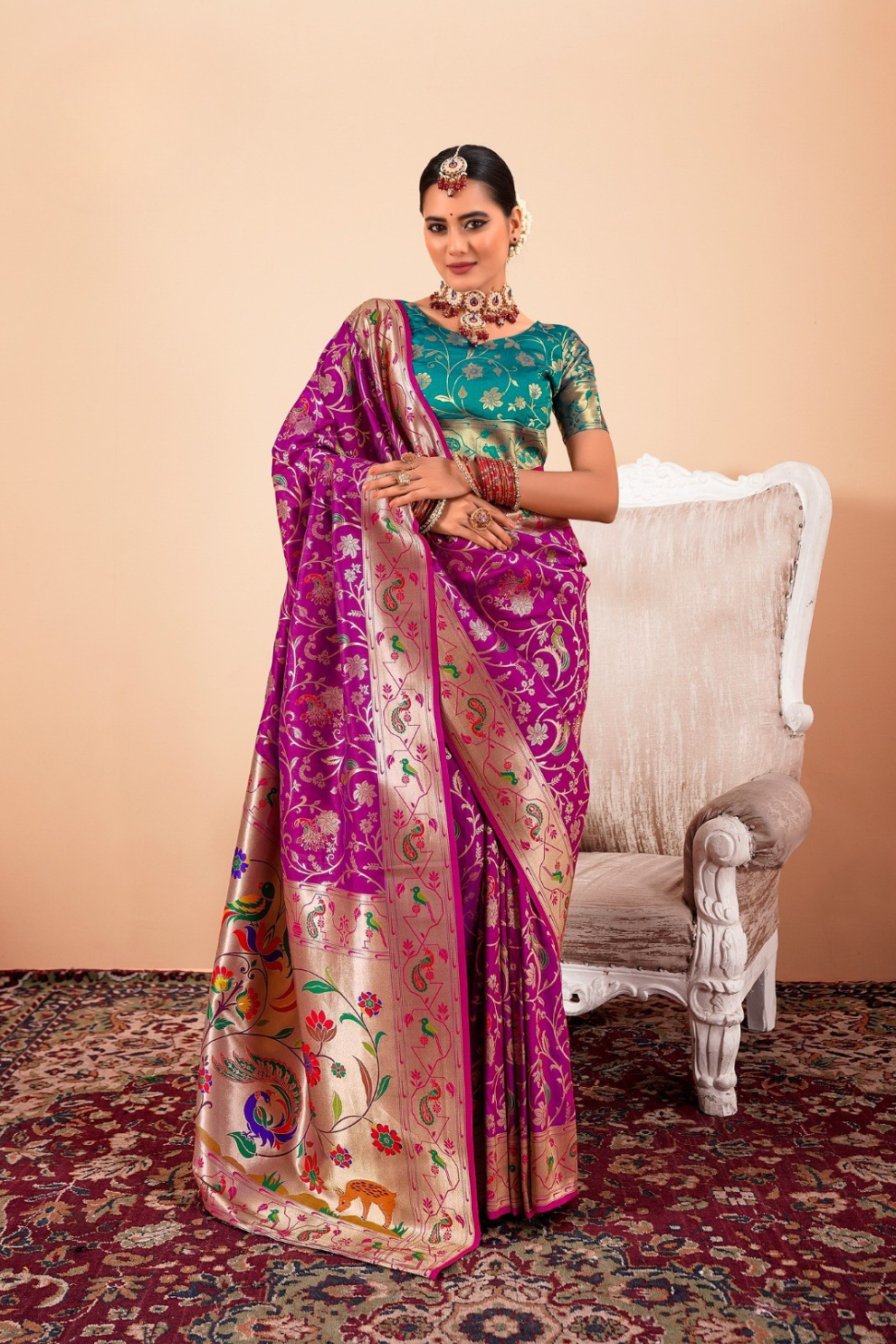 Elegant Pure Paithani Silk Woven with Timeless Zari