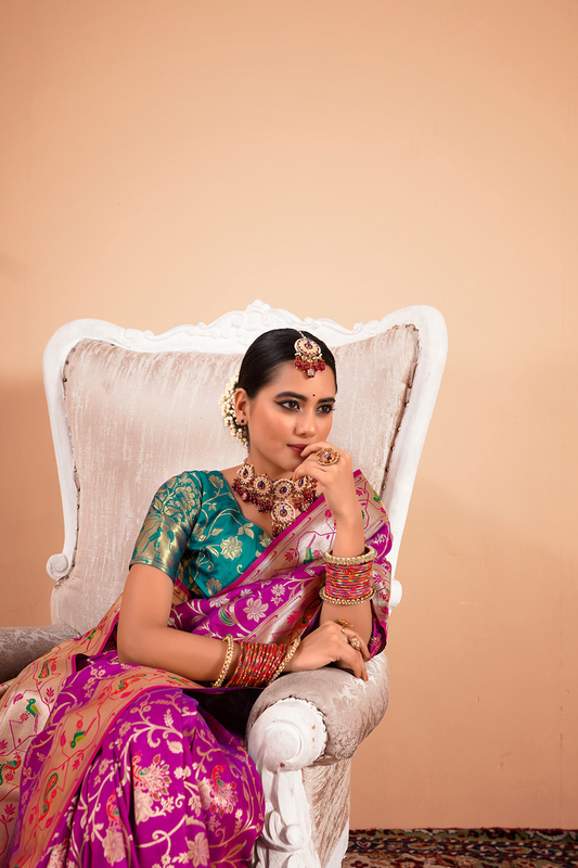 Elegant Pure Paithani Silk Woven with Timeless Zari
