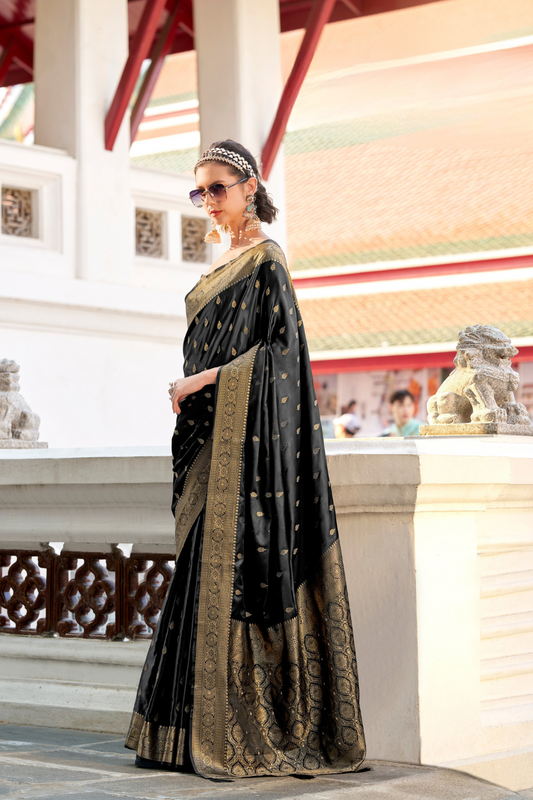 Heritage Zari Woven Pure Satin Silk Saree for Festive Elegance