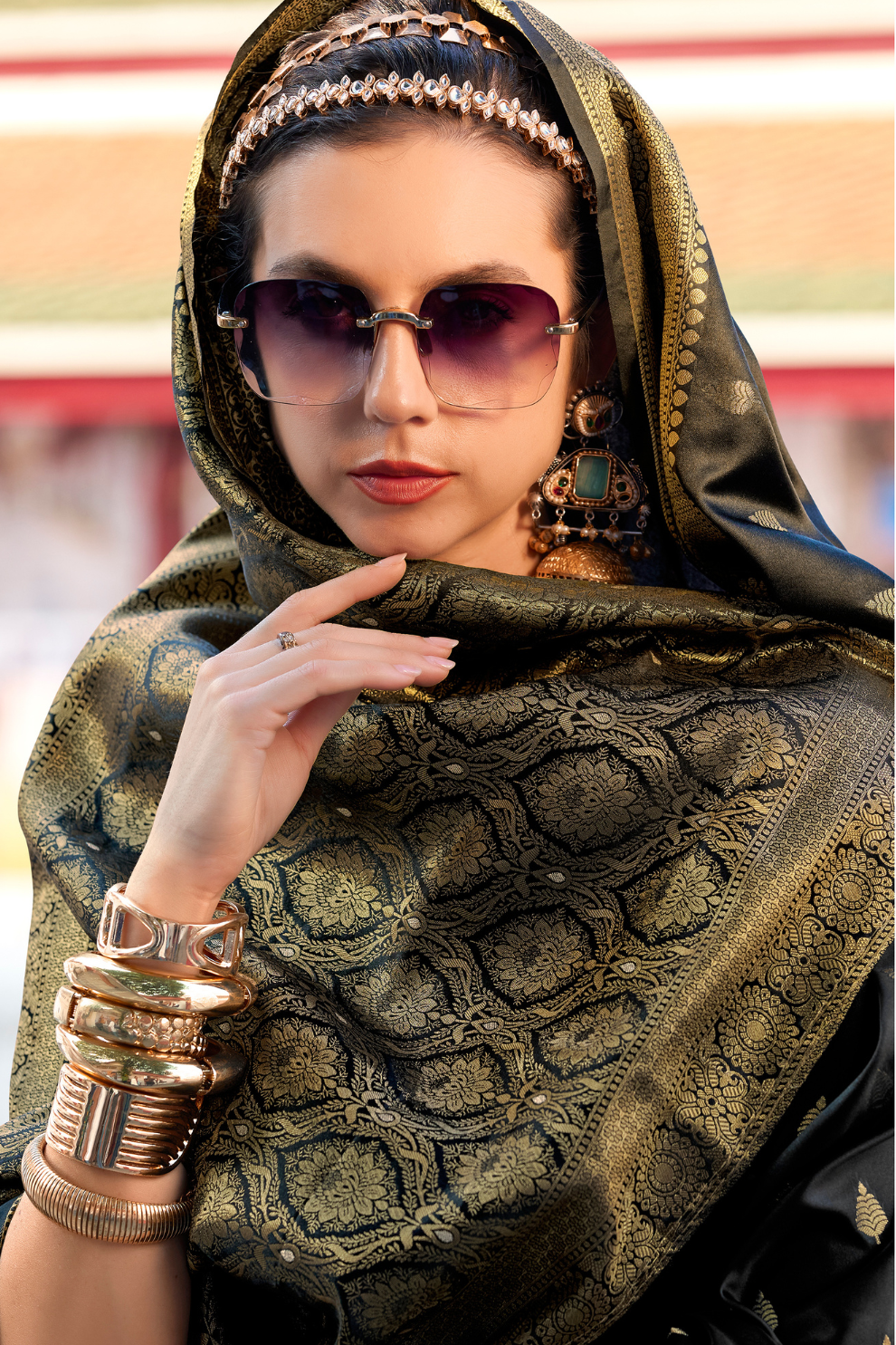 Heritage Zari Woven Pure Satin Silk Saree for Festive Elegance
