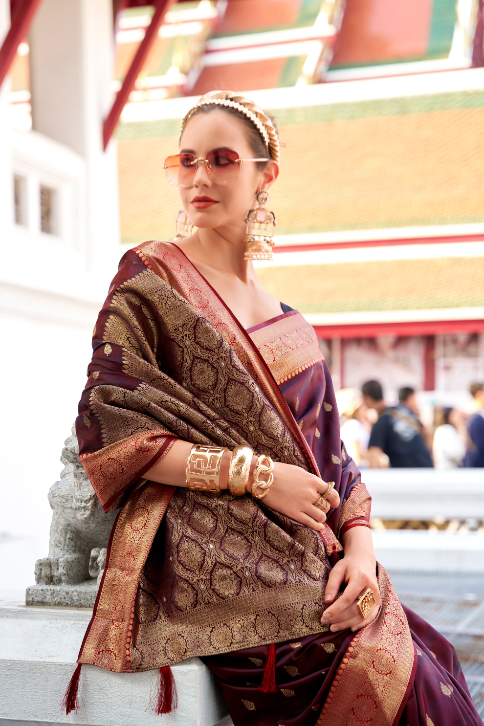 Heritage Zari Woven Pure Satin Silk Saree for Festive Elegance