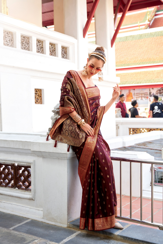 Heritage Zari Woven Pure Satin Silk Saree for Festive Elegance
