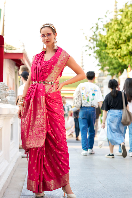 Heritage Zari Woven Pure Satin Silk Saree for Festive Elegance
