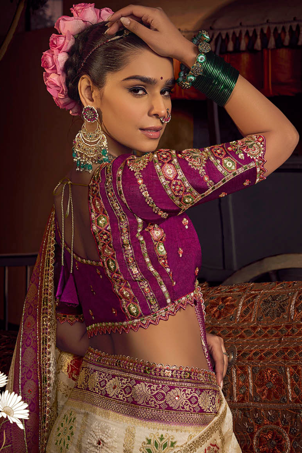 Pure Viscose Dola Saree With Handwork Blouse & Fancy Lace