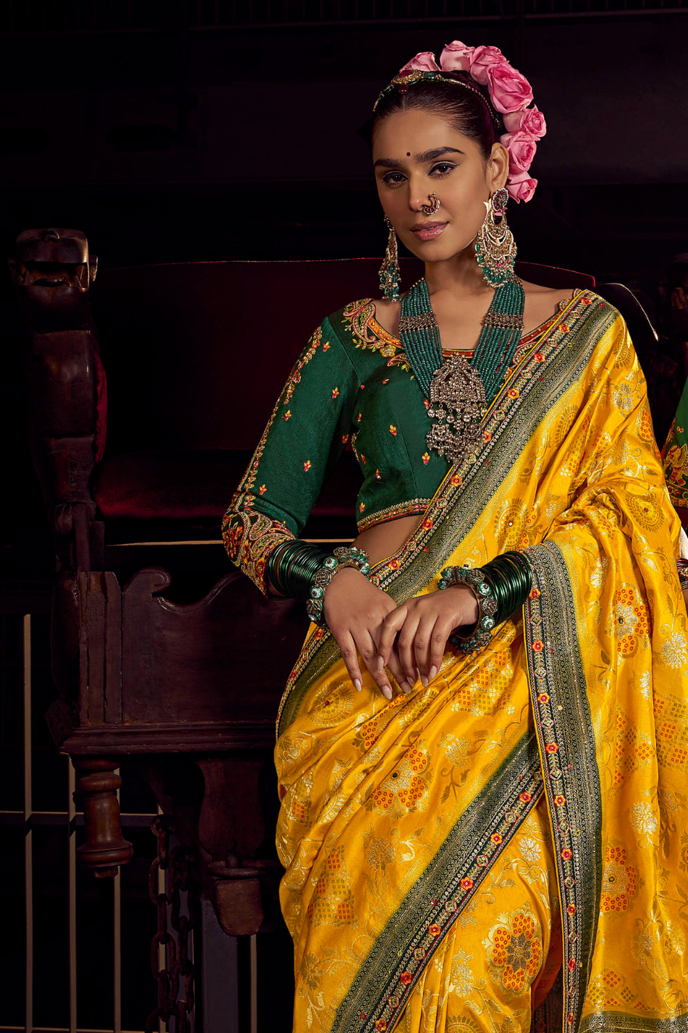 Pure Viscose Dola Saree With Handwork Blouse & Fancy Lace