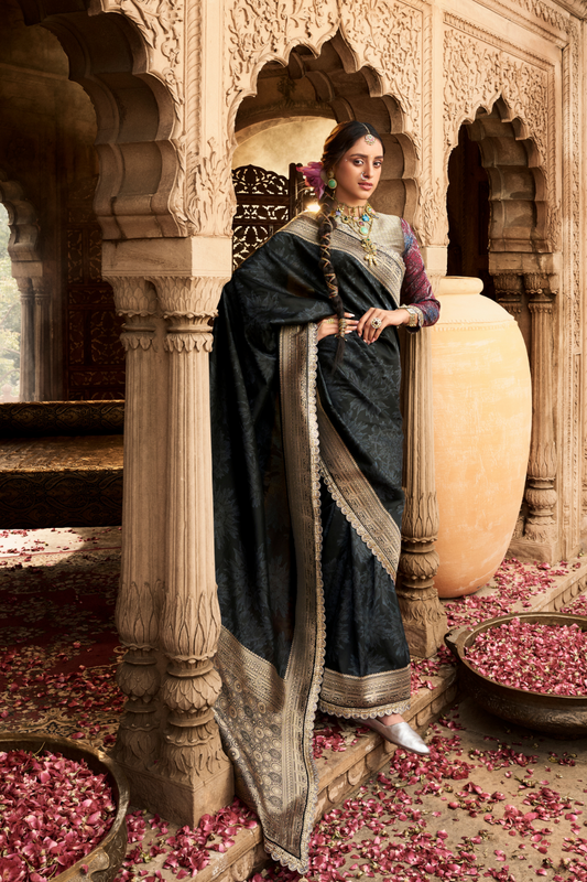 Soft Banarasi Silk Saree with Fancy Fabric - LaVante Fashion