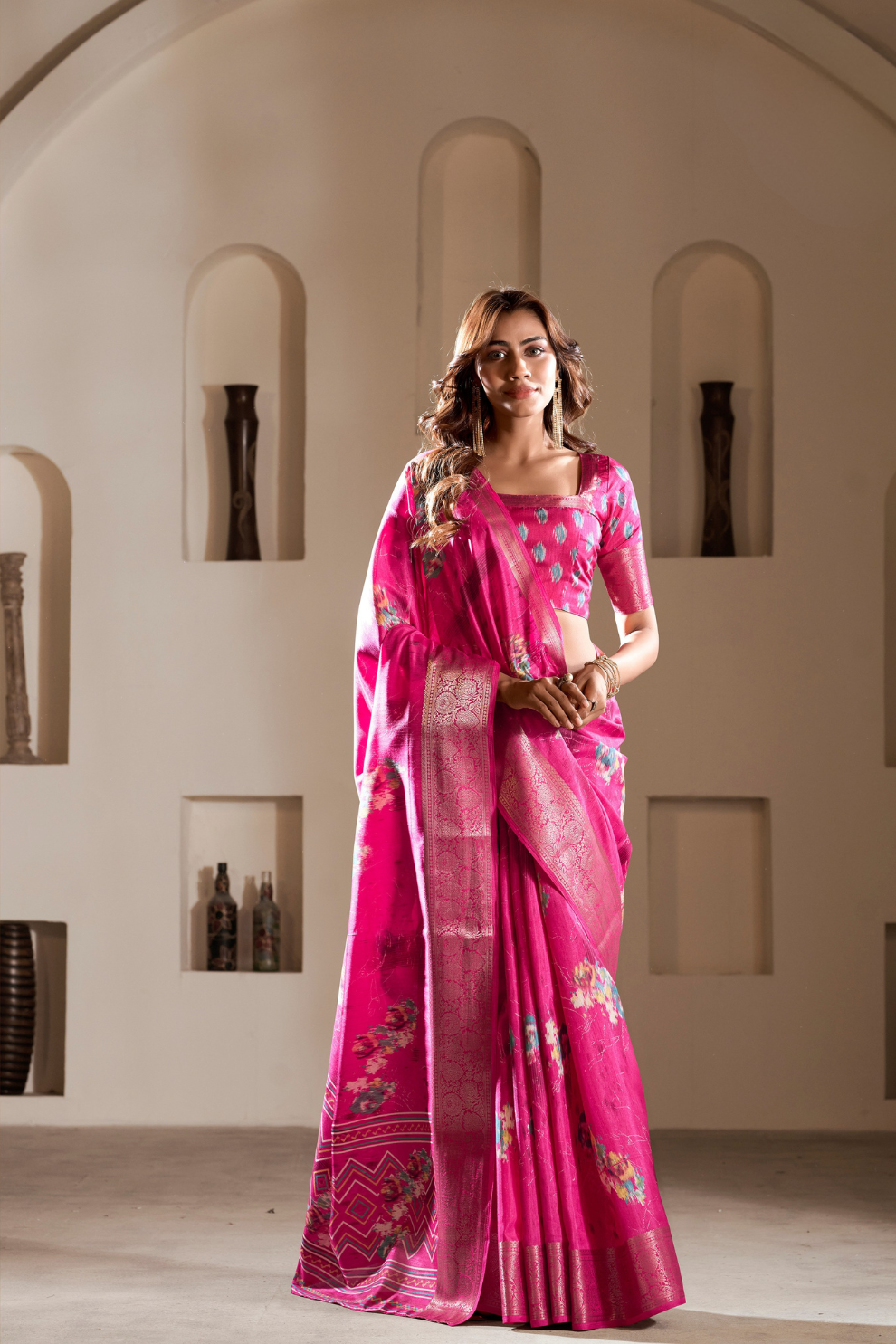 Soft Dola Silk with Foil Print and Dusty Color Matching - LaVante Fashion