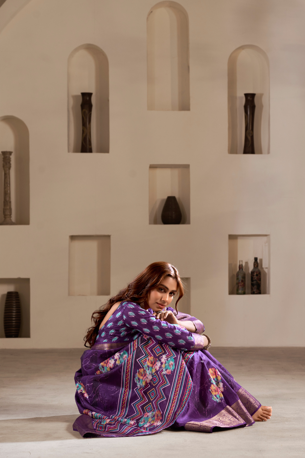 Soft Dola Silk with Foil Print and Dusty Color Matching - LaVante Fashion