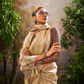 Soft Linen Tissue Silk Saree with Hand Brush Print & Kalamkari Blouse