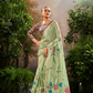 Soft Linen Tissue Silk Saree with Hand Brush Print & Kalamkari Blouse