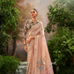 Soft Linen Tissue Silk Saree with Hand Brush Print & Kalamkari Blouse