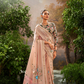 Soft Linen Tissue Silk Saree with Hand Brush Print & Kalamkari Blouse