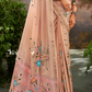 Soft Linen Tissue Silk Saree with Hand Brush Print & Kalamkari Blouse