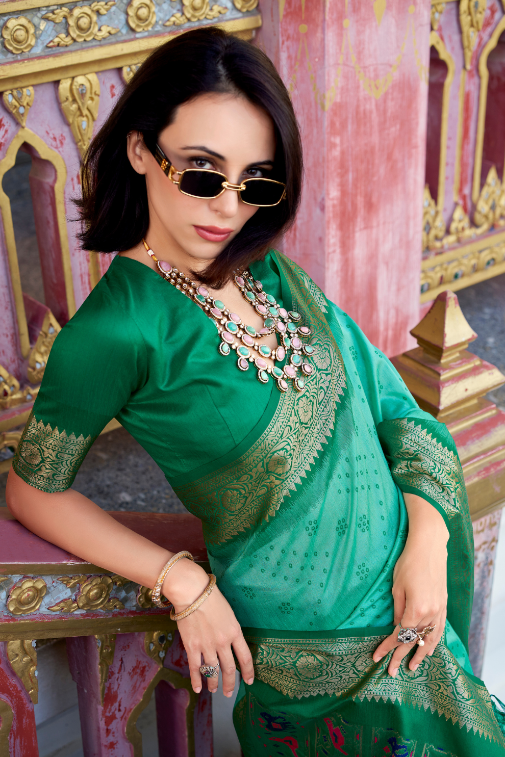 Tusser Handloom Silk Saree with Zari Weaving Border and Patola Weaved - LaVante Fashion